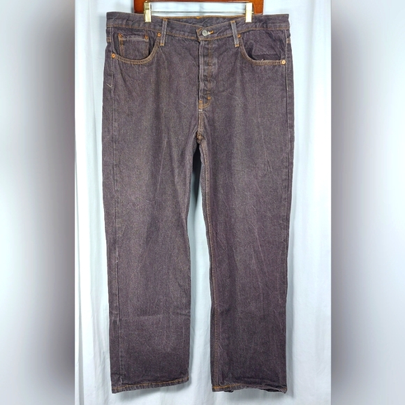 Levi's 501 Button Fly Jeans Washed Brown Mens‎ 38x30 Red Tag Distressed *READ - Picture 1 of 9